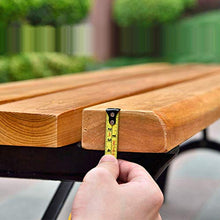 UWY Panchina da Giardino panchina da terrazza, panchina in Metallo per Interni ed Esterni con Piedini in ghisa antiruggine, Sedile con doghe in Legno massello Rinforzato da 4 cm, Sedia da caffè