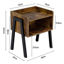 Yaheetech Comodino Camera da Letto Industriale Tavolino Laterale da Divano Tavolino Basso Impilabile Mobile da Divano in Legno e Metallo 46 x 33 x 53 cm