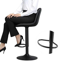 SONGMICS Set di 2 Sgabelli da Bar, Altezza Regolabile, con Schienale, Seduta Imbottita, Poggiapiedi Metallico e PU Trapuntata, in Soggiorno e Ristorante, Portata di 120 kg, Nero LJB073B01