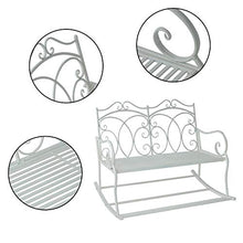 miozzi Panchina a Dondolo da Giardino 2 Posti in Ferro Shabby Bianco 102x74.5x78 cm
