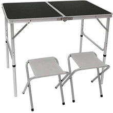 AMANKA Tavolino da PIC-nic incl 2 Sgabelli Tavolo da Campeggio 90x60x70cm Altezza Regolabile Pieghevole Formato Valigia Grigio Scuro