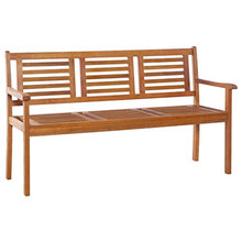 Panca da giardino in eucalipto a 3 posti, seduta in legno massiccio da 1,5 m, resistente alle intemperie, con finitura ad olio