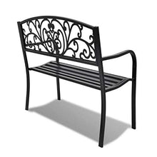 Panca da giardino per esterni, sedia da giardino con schienale con motivo poltrona da giardino a telaio metallico, per cortile e terrazzo, 127 x 60 x 85 cm, capacità di 2 persone.
