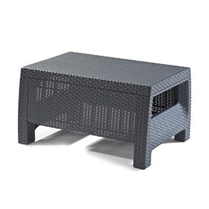 Keter Corfu Lounge Set, Mobili da Giardino con Divano 2 Posti, 2 Poltrone e Un Tavolino con Cuscini, Grafite, 50X168X75 Cm