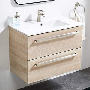 ATUM HOME - Mobiletto da parete con lavabo, con 2 cassetti, chiusura morbida, 800 mm