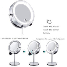 Specchio per Il Trucco, Specchi per Il Trucco da Bagno Specchio per Il Trucco bifacciale da appoggio con LED Illuminato in Vetro ingrandito per Bagno da Uomo e da Donna