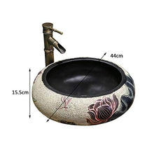 Washbasin Lavabo in Ceramica a Forma di Foglia di Loto Cinese lavabo Ovale lavabo Bagno in Ceramica (44 x 15,5 cm)