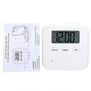Contenitore della scatola organizzatore della scatola di immagazzinamento delle pillole della compressa di peso quotidiano della medicina 4 con il corredo del temporizzatore(Bianco grigio)