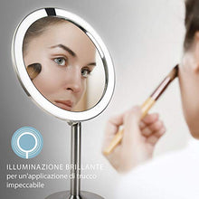 HoMedics Twist Specchio Cosmetico per Trucco Double Face, Illuminato con Luci LED, Sensore di Avvicinamento, Base Pesante Stabile, Ingrandimento 1X e 7X, Ricaricabile, 35x35x15 cm, Argento