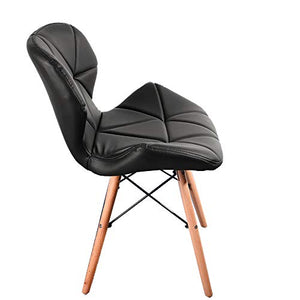 Luckeu - Set di 4 sedie da pranzo in pelle, stile retrò, con gambe in legno, comode sedie per soggiorno, sala da pranzo, camera da letto, cucina, salotto, ristoranti, casa