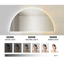 YXW Specchio Decorativo con Illuminazione a LED, Specchio Trucco per Bagno/Specchio a Figura Intera, Interruttore Sensore + Dimmerabile + Impermeabile, Luce Bianca/Calda, 50 × 100 cm