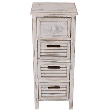 Mendler Serie Vintage scaffale cassettiera Legno paulonia 4 cassetti 25x30x74cm Bianco
