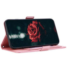 ikasus Cover Compatibile con Samsung Galaxy A21S Custodia Motivo Floreale Custodia a Portafoglio in Pelle PU con Cavalletto e Custodia a Libro,Oro Rosa