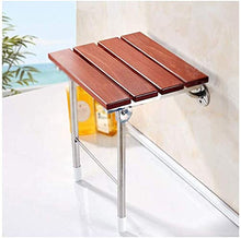 NA Sedia Pieghevole a Muro in Legno Sgabello in Acciaio Inox Legs Pieghevole Design Sedia da Parete 8cm Sgabello da Bagno Invisibile 160KG