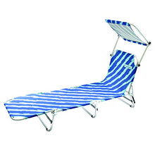 Pierre Cardin, Celeste, Linea Haiti, Lettino con Parasole Montpellier, Mare Giardino Piscina, 189x59x27 cm