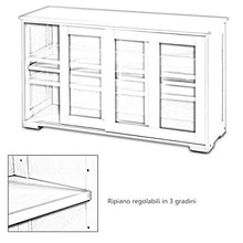COSTWAY Armadietto da Cucina Mobile Laterale Multiuso con Ante Scorrevoli, in MDF e Vetro, 106,5 x 33 x 62,5 cm (Nero)