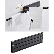 WPHH Porta Asciugamani Rack Girevole, Portasciugamani in Ferro Battuto Nero Opaco, Porta Salviette Senza Foratura Fissato al Muro con 3 Bracci Pieghevoli per Bagno Cucina,Nero