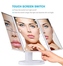 Specchio da trucco con luci, ingrandimento 1 x 2 x 3 x, interruttore touch screen, doppio alimentatore, specchio portatile per trucco a tre volte specchio illuminato
