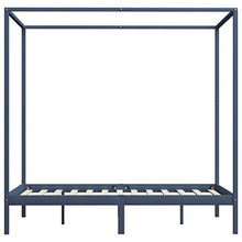 SKM Giroletto a Baldacchino Grigio Legno Massello di Pino 140x200cm