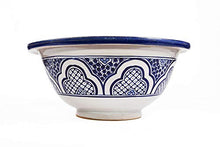 Lavabo da appoggio marocchino Fatima blu - Lavabo 42 x 18 cm - Lavabo modello arabo per bagni Toilette Bagno per gli ospiti
