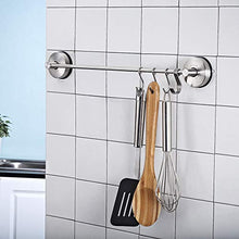 JOMOLA 43,2 CM Cucina Ventosa Portasciugamani con Ganci Scorrevoli Appendiabiti Telo Doccia Bar Organizer 6 Utensili Rimovibili Ganci