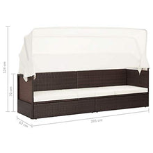 SKM Divano da Giardino con Tettoia in Polyrattan Marrone