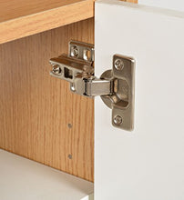 ts-ideen Armadietto Mobiletto Comó 94x60 cm stile moderno con doppia anta e vano aperto. Color rovere e bianco