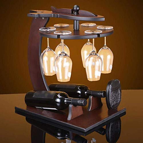 Scaffale Legno Porta Vino Porta Bottiglie E Vetro Porta Bottiglie E Vetro Pratico Scaffale Per Bottiglie Di Vino - Può Contenere 2 Bottiglie Di Vino Rosso E 6 Bicchieri