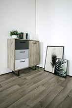 Comò – Mix di colori (B/H/P: 80 x 88 x 35 cm), 1 porta, 3 cassetti, maniglie in metallo verniciato a polvere e piedini per pattini
