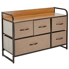 mDesign Elegante cassettiera con 1 cassetto grande e 4 piccoli – Capiente canterano ideale per qualunque stanza della casa – Comò in metallo, legno MDF e tessuto – marrone chiaro