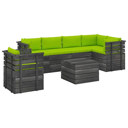 vidaXL Set Divani da Giardino su Pallet 7 pz con Cuscini Massello Pino