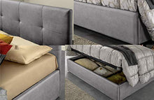 SARDAMATERASSI Letto matrimoniale con box contenitore in similpelle grigio, elegante e moderno, compreso di materasso memory altezza 21 cm ortopedico e coppia guanciali omaggio
