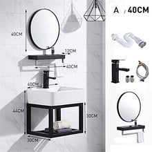Cabinet Specchio Lavabo Nordic Bathroom Gabinetto Toilette in Acciaio Inox Cabinet per lavabo Combinazione Specchio a Muro Semplice Facile da Pulire (Color : Black, Size : 44x40x30cm)