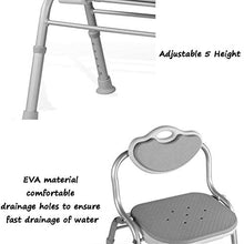 Sgabello da bagno JUNshower feci doccia / vasca da bagno Sgabelli lega di alluminio doccia Sedile Sgabello for anziani / disabili AntiSlip Mats doccia sedia regolabile in altezza con schienale 5 Bagno