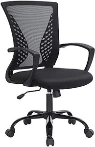 Songmics OBN22BK - Sedia da Ufficio, in Rete, Girevole, Regolabile in Altezza, Funzione di Inclinazione Libera, Seduta e Schienale in Rete Respirante, Max Portata di 120 kg, Nero
