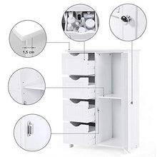 POPSPARK Mobile Bagno con 4 Cassetti e 1 Mobile Contenitore in Legno,Armadietto da Bagno per Soggiorno e Corridoio,Bianco