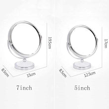 ZCM Specchio Cosmetico, Ingrandimento Desktop 3X Specchio di Bellezza Specchio Cosmetico Bilaterale Specchio da Bagno Girevole A 360 ° Portatile(Color:Argento,Size:5inch)