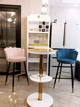 Sgabelli da bar Set di 2 sedie alte moderne da bar Altezza seduta in velluto trapuntato con bottoni da 30 pollici con gambe in metallo dorato con schienale medio per caffetteria, bar, cucina, balcon