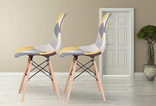 GroBKau - Set di 4 sedie da pranzo moderne in tessuto patchwork con base in legno, ideali per soggiorno, sala da pranzo, caffè, sala d'attesa, ecc.
