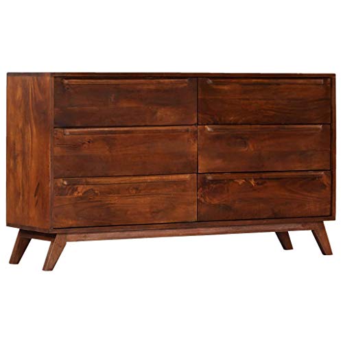 FAMIROSA Cassettiera Marrone 140x40x80 cm in Legno Massello di Mango