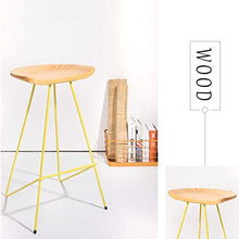 LWW Sgabelli, Legno Sgabelli poggiapiedi pranza le sedie da cucina/Pub/Bar Moderna Semplicità Bar Sgabello Alto Pine seduta gambe giallo metallo, portata massima di carico 100 Kg, Altezza 45/65 /
