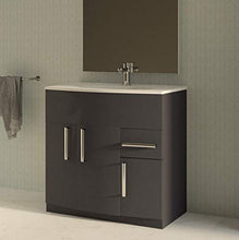 Bagno Italia Arredo Bagno a Terra Mobile da 80 cm Colore Antracite con Ante e cassetti lavandino in Ceramica