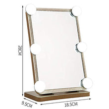 Specchio ingranditore, specchio per il trucco con luci a led Specchio per il trucco in legno Specchio per il trucco Set da toeletta per il trucco Specchio cosmetico con luce di riempimento con 6 lamp
