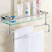 ZLININ Y-longhair Mensola da bagno in vetro, mensola per cosmetici, mensola a specchio, con portasciugamani in rame, mensola per il bagno