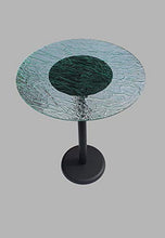 Tavolo Rotondo per Salotto, Winebar, Bar, Ristorante, Aperitivo, Cocktail, Caffetteria, Struttura in Metallo, Piano in Plexiglass Effetto Ghiaccio Verde