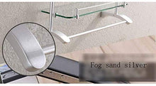 ZLININ Y-longhair Mensola da bagno a parete in vetro temperato con porta asciugamani, spazio alluminio argento (dimensioni: 60,3 x 15 cm)