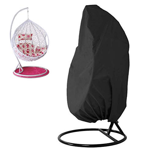 Deeabo Copertura per Sedia Sospesa, Copertura per Sedia A Dondolo con Cappuccio da Giardino, Copri Sedia per Altalena Egg Patio Protezione per Mobili da Esterno Resistente Oxford, Nero