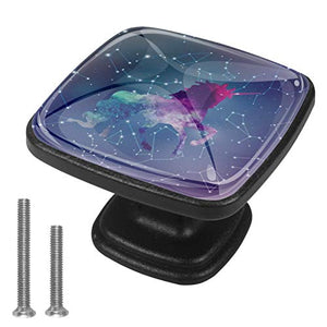 Set di 4 pezzi con maniglia quadrata per armadio da cucina, credenza, cassettiera, cassettiera, con viti, per cucina, comò, armadietto, bagno, armadio a forma di unicorno costellazione