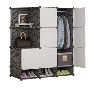 Locker Robusto Armadio Scarpe-Bit Hanging di Plastica 7-Porta 4-Gitter Scaffali D'angolo Clothes Home Camera Bianco 111X47X129CM MUMUJIN