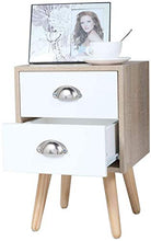 YRRA Mid-Century Moderno tavolino da Notte in Legno Comodino con 2 cassetti per Soggiorno Camera da Letto mobili per la casa (Burlywood e Bianco 1 Confezione)